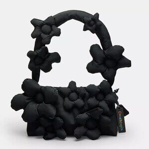 Black Coachtopia Loop Shoulder Bag With Floral Appliqué